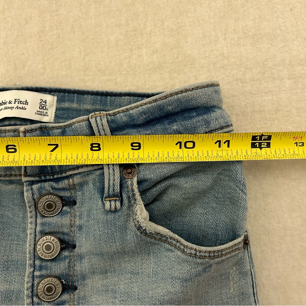 Abercrombie Ripped Medium Wash High Rise Super Skinny Ankle‎ Jean 24/00 - Picture 6 of 8